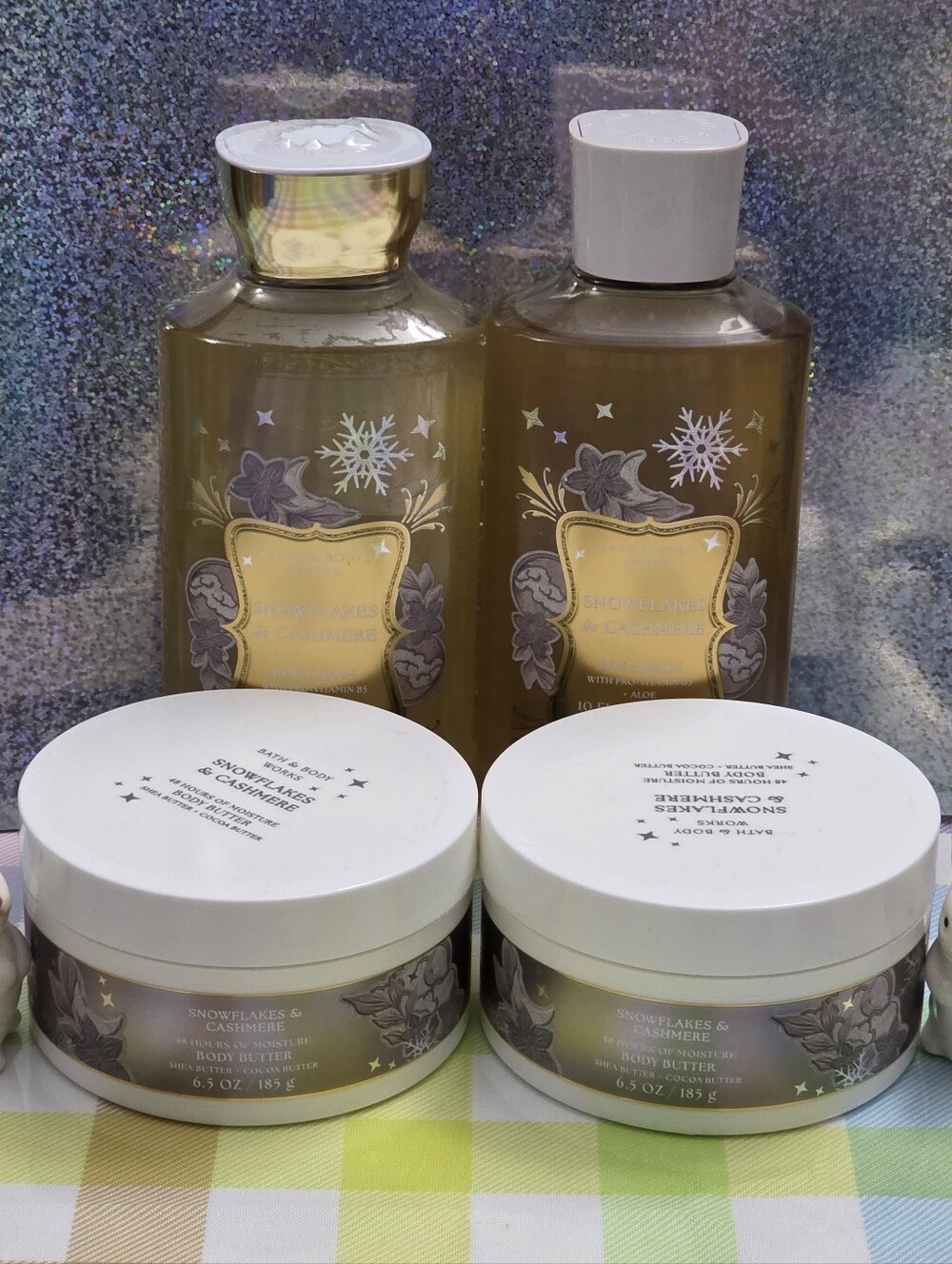 Bath & Body Works Snowflakes & Cashmere 4 Piece Body Wash & Body Butter Set NEW